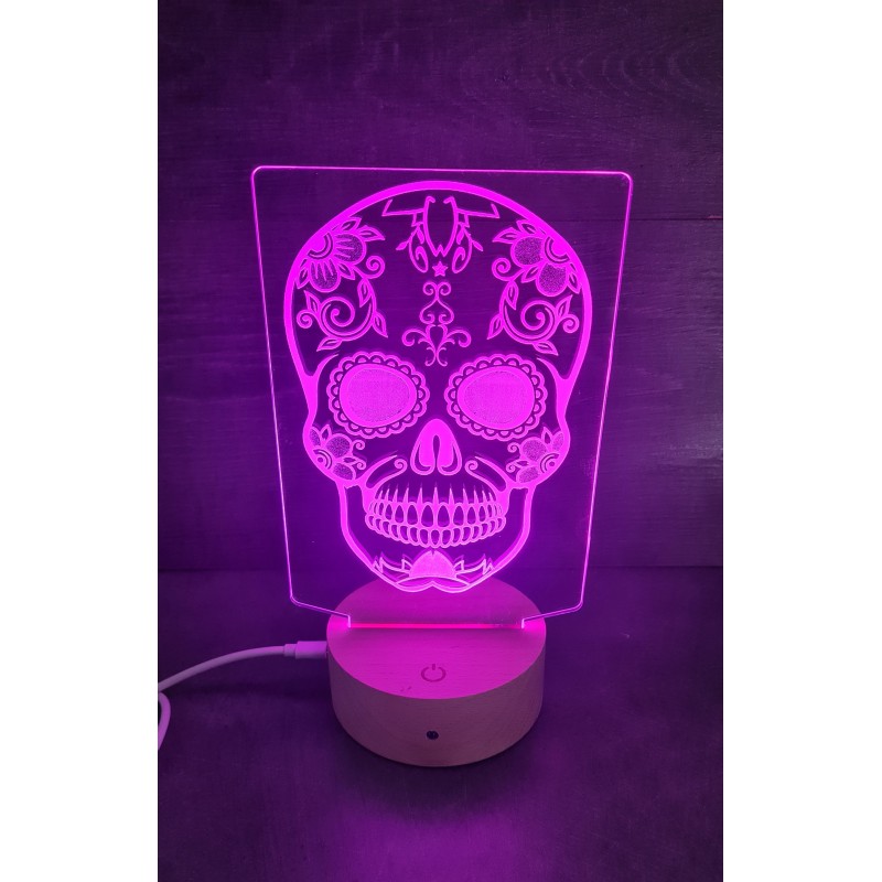 Lampe 3D LED Tête de Mort