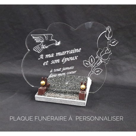 Plaque Funeraire Granit Et Plexiglas A Personnaliser Par Gravure